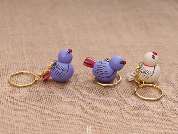 Handicraft Birds Set Of 3 Wooden Key Chain