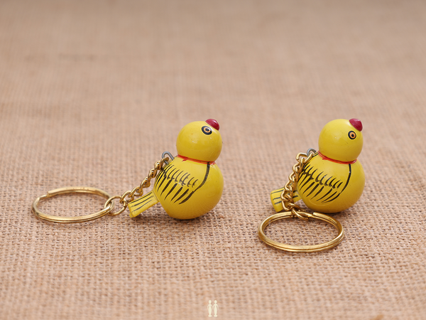 Handicraft Birds Set Of 4 Wooden Key Chain
