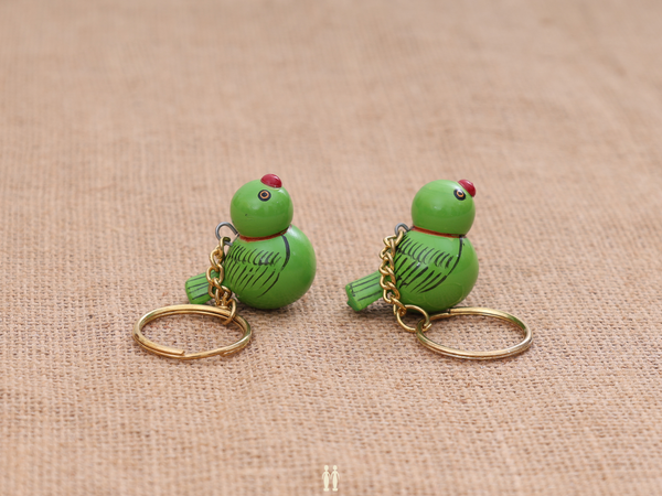 Handicraft Birds Set Of 3 Wooden Key Chain