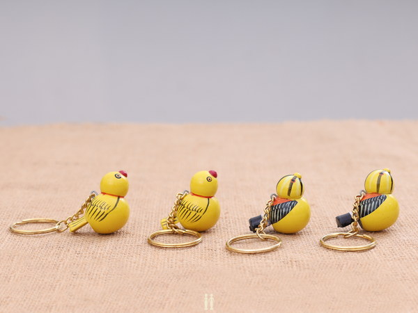 Handicraft Birds Set Of 4 Wooden Key Chain