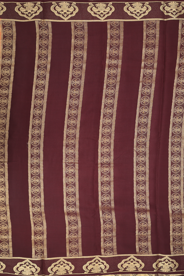 Mysore Silk Saree Copper Orange With Iruthalai Pakshi Buttas