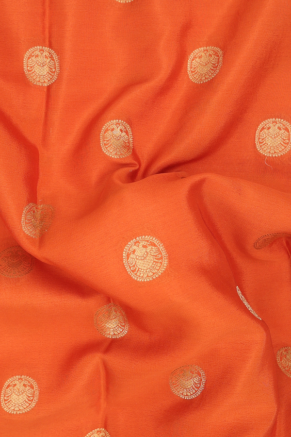 Mysore Silk Saree Copper Orange With Iruthalai Pakshi Buttas