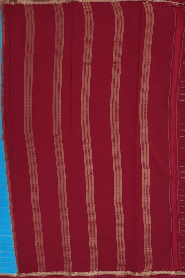 Mysore Silk Saree Deep Sky Blue With Checks Design