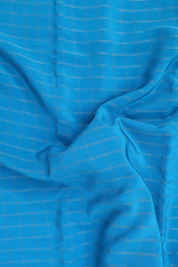 Mysore Silk Saree Deep Sky Blue With Checks Design
