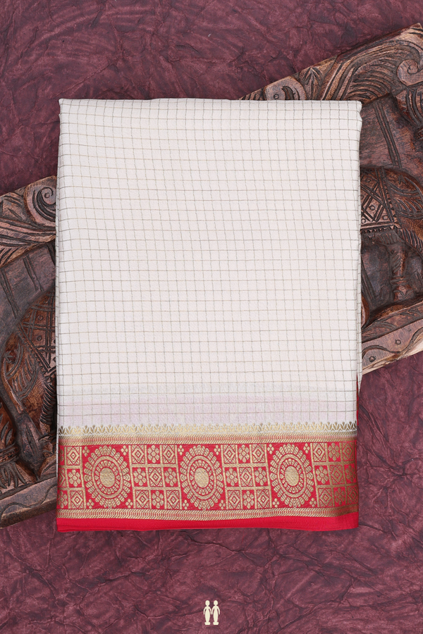 Mysore Silk Saree In Beige With Checks Design