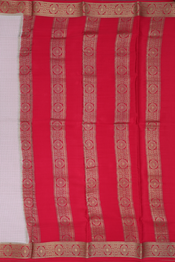 Mysore Silk Saree In Beige With Checks Design