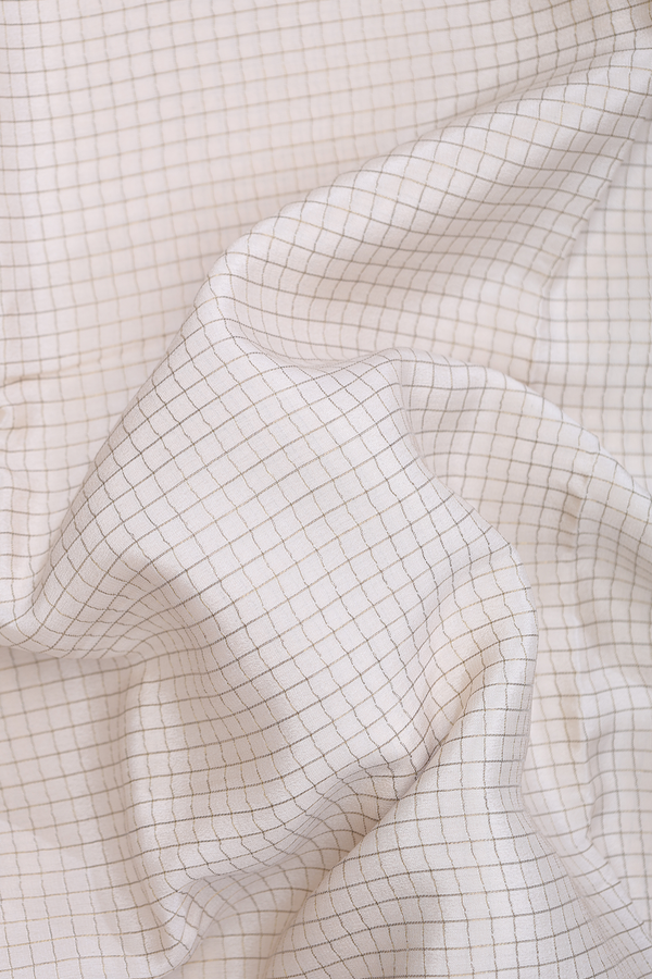Mysore Silk Saree In Beige With Checks Design