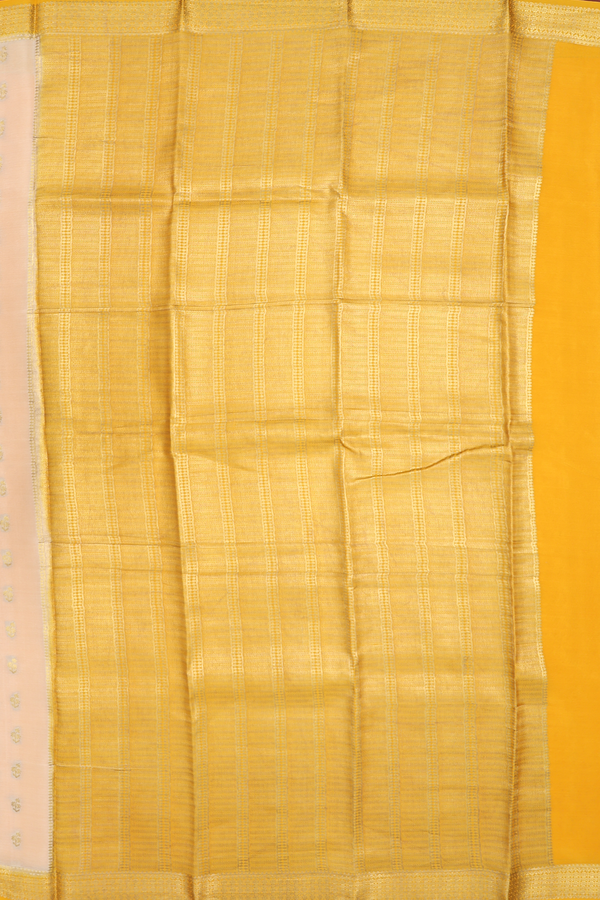 Mysore Silk Saree In Cream Color With Floral Buttas