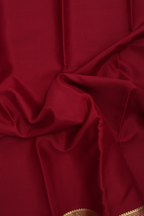 Mysore Silk Saree In Berry Red With Zari Border