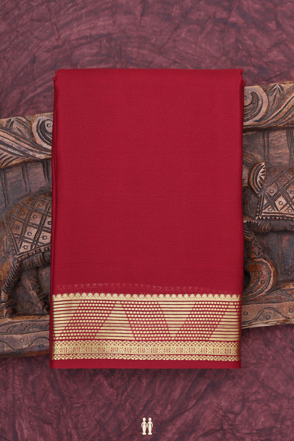 Mysore Silk Saree In Berry Red With Zari Border