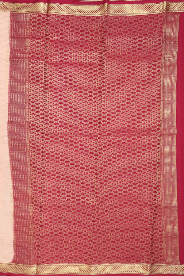 Mysore Silk Saree In Biscuit Color With Stripes Design
