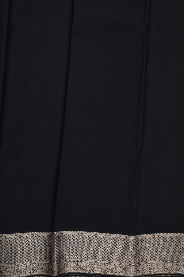 Mysore Silk Saree In Black With Paisley Design