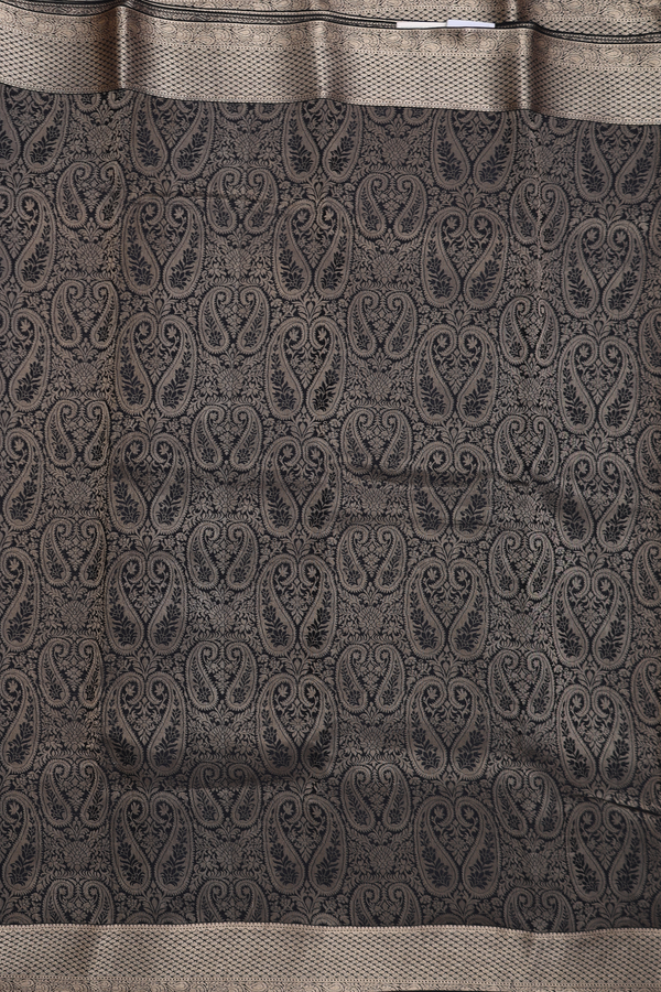 Mysore Silk Saree In Black With Paisley Design