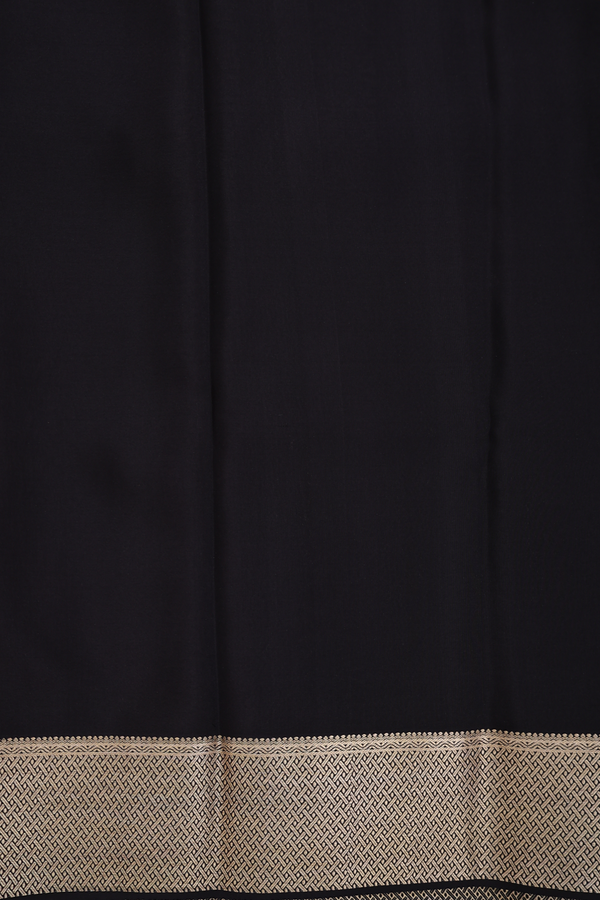 Mysore Silk Saree In Black With Peacock Design