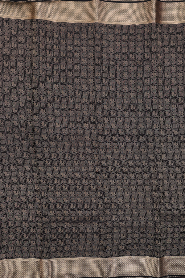 Mysore Silk Saree In Black With Peacock Design