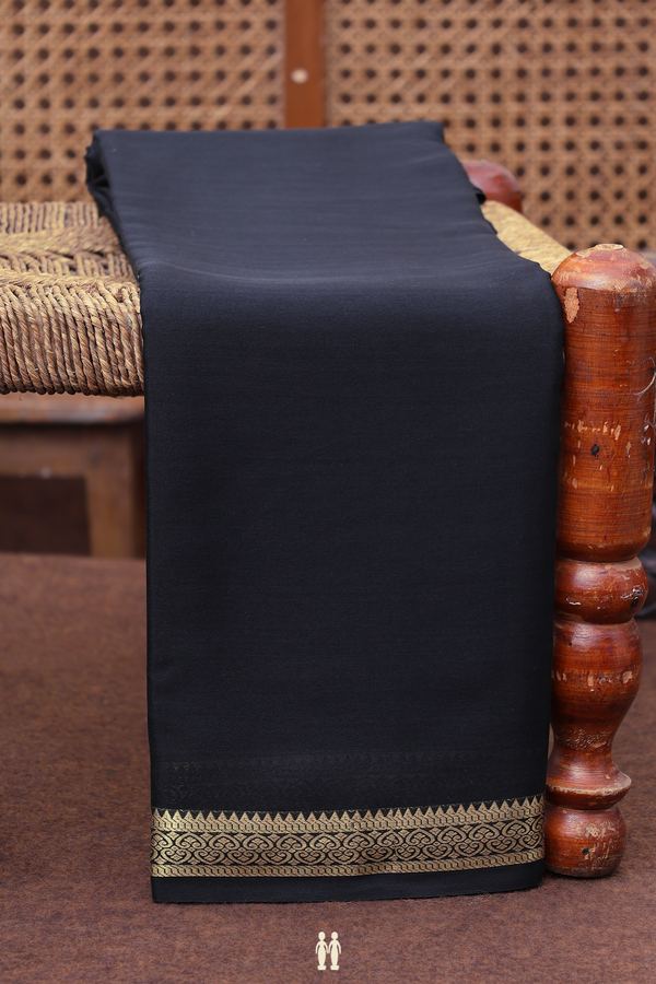 Mysore Silk Saree In Black With Zari Border