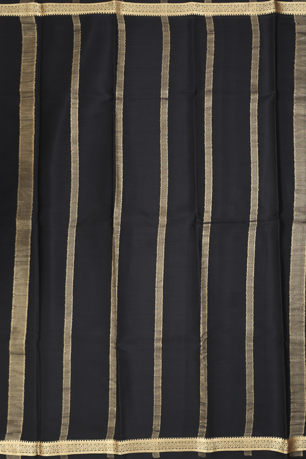 Mysore Silk Saree In Black With Zari Border