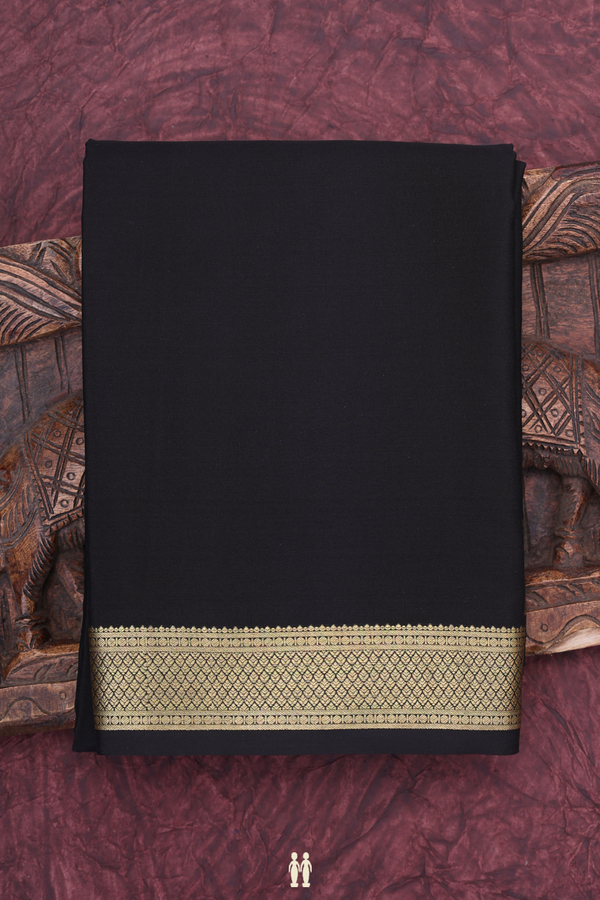 Mysore Silk Saree In Black With Zari Border