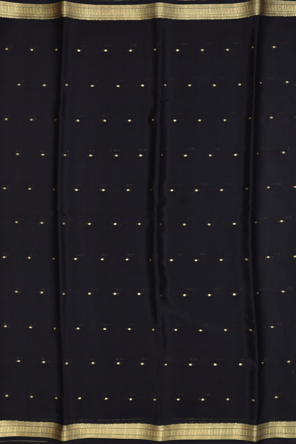 Mysore Silk Saree In Black With Zari Buttis
