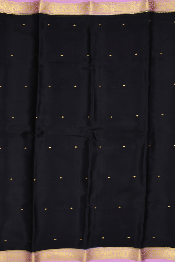 Mysore Silk Saree In Black With Zari Buttis