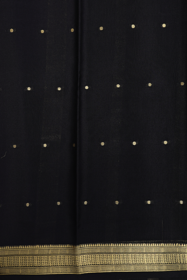 Mysore Silk Saree In Black With Zari Buttis