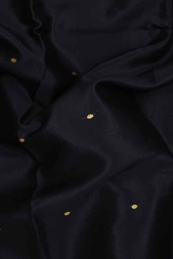 Mysore Silk Saree In Black With Zari Buttis