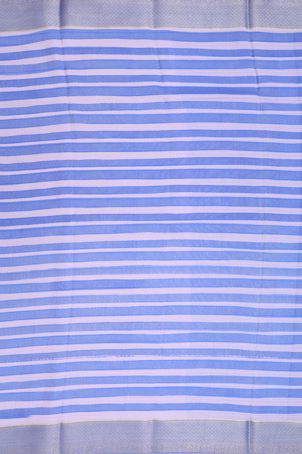 Mysore Silk Saree In Blue And Pink With Stripes Design