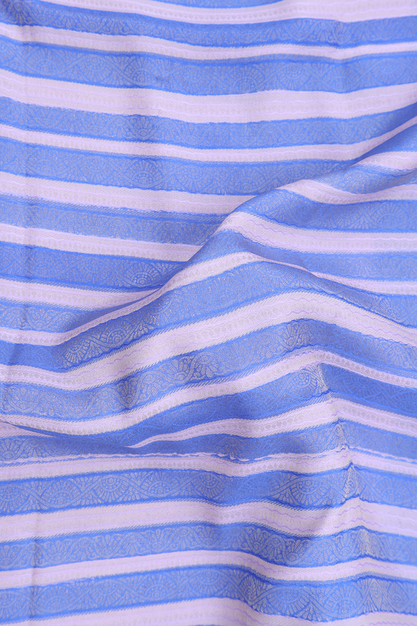 Mysore Silk Saree In Blue And Pink With Stripes Design