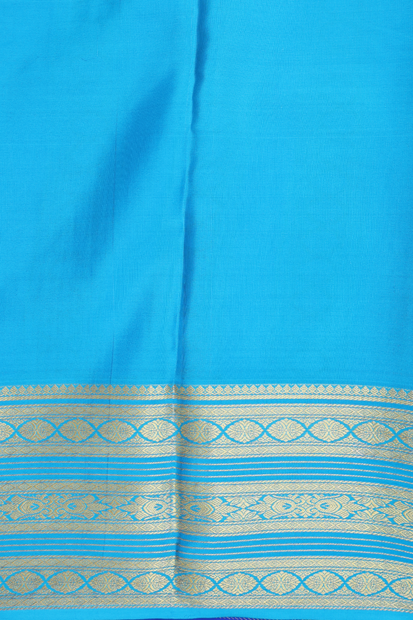 Mysore Silk Saree In Blue And Purple With Paisley Buttas