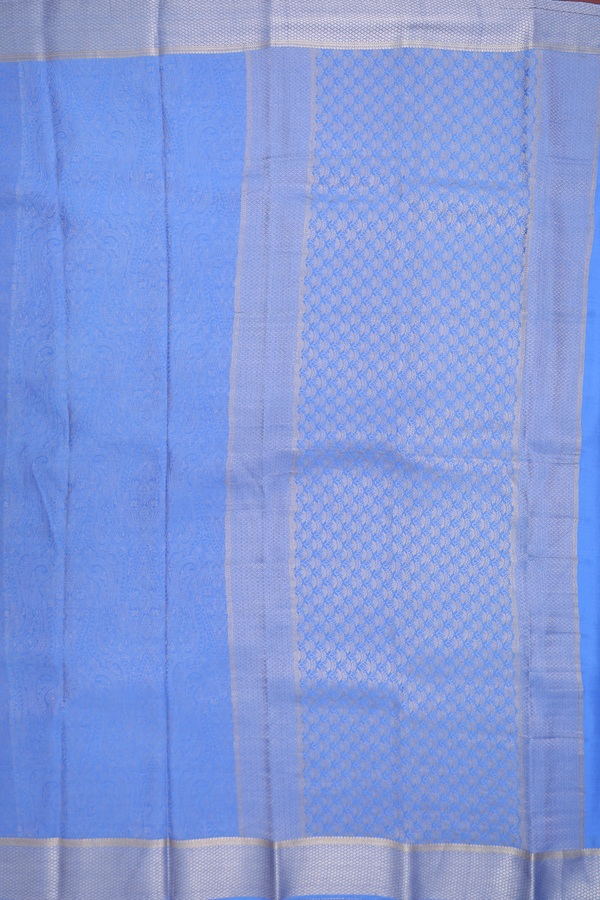 Mysore Silk Saree In Blue With Brocade Design