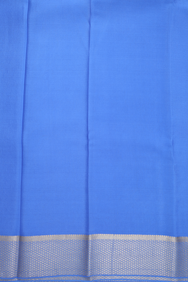 Mysore Silk Saree In Blue With Brocade Design