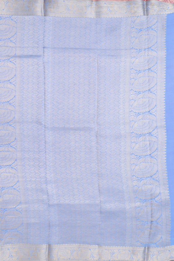Mysore Silk Saree In Blue With Floral Design