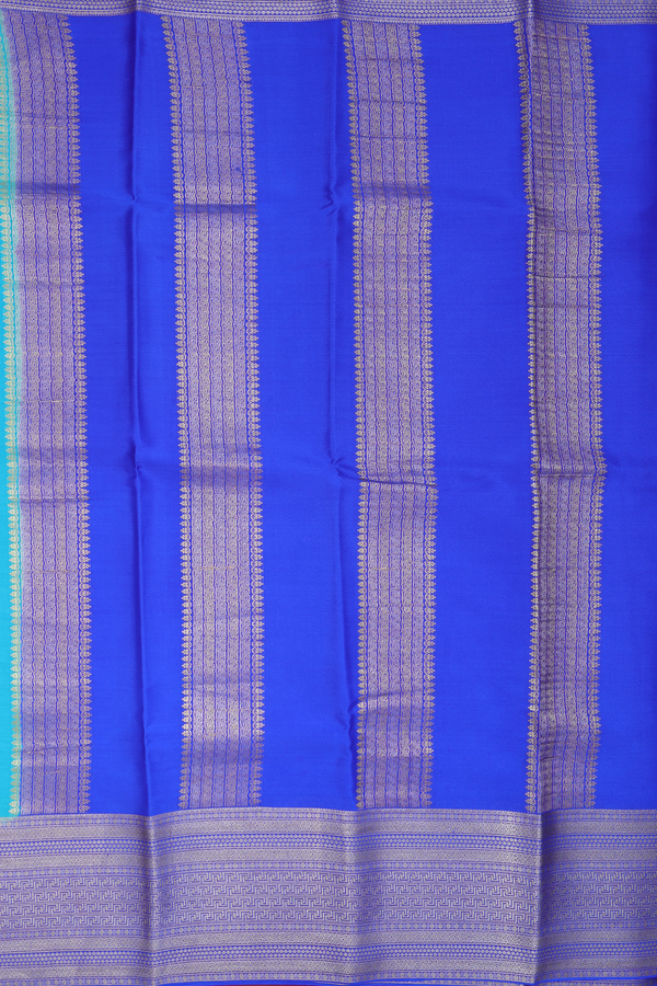 Mysore Silk Saree In Blue With Stripes Design