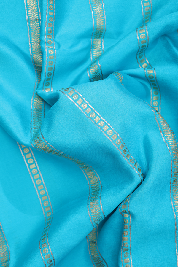 Mysore Silk Saree In Blue With Stripes Design