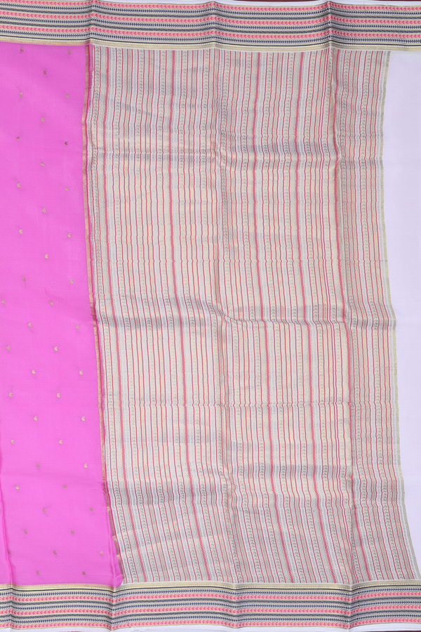 Mysore Silk Saree In Lotus Pink With Zari Buttas