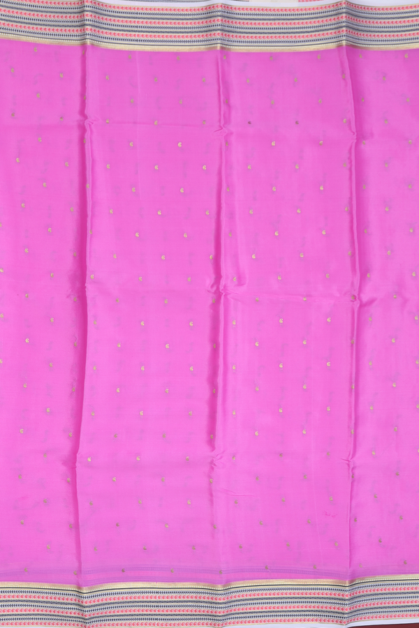 Mysore Silk Saree In Lotus Pink With Zari Buttas