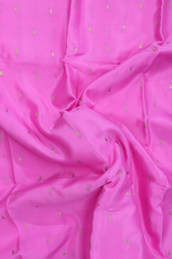 Mysore Silk Saree In Lotus Pink With Zari Buttas