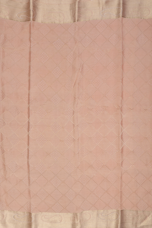 Mysore Silk Saree In Blush Orange With Diamond Design