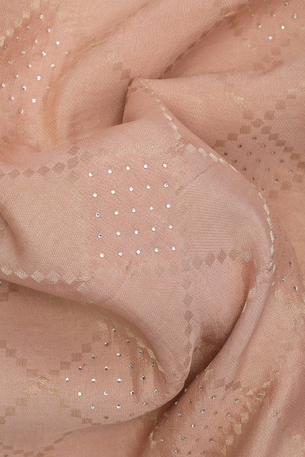 Mysore Silk Saree In Blush Orange With Diamond Design