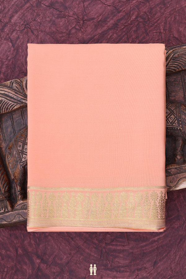 Mysore Silk Saree In Blush Orange With Zari Border
