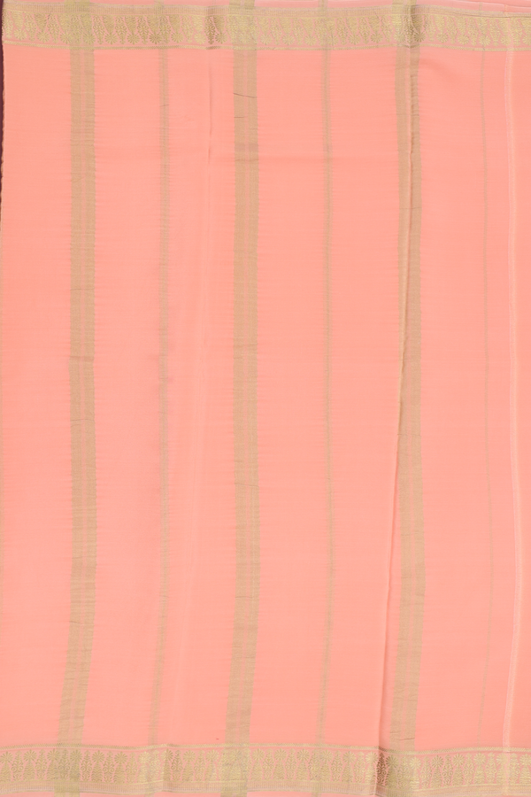 Mysore Silk Saree In Blush Orange With Zari Border