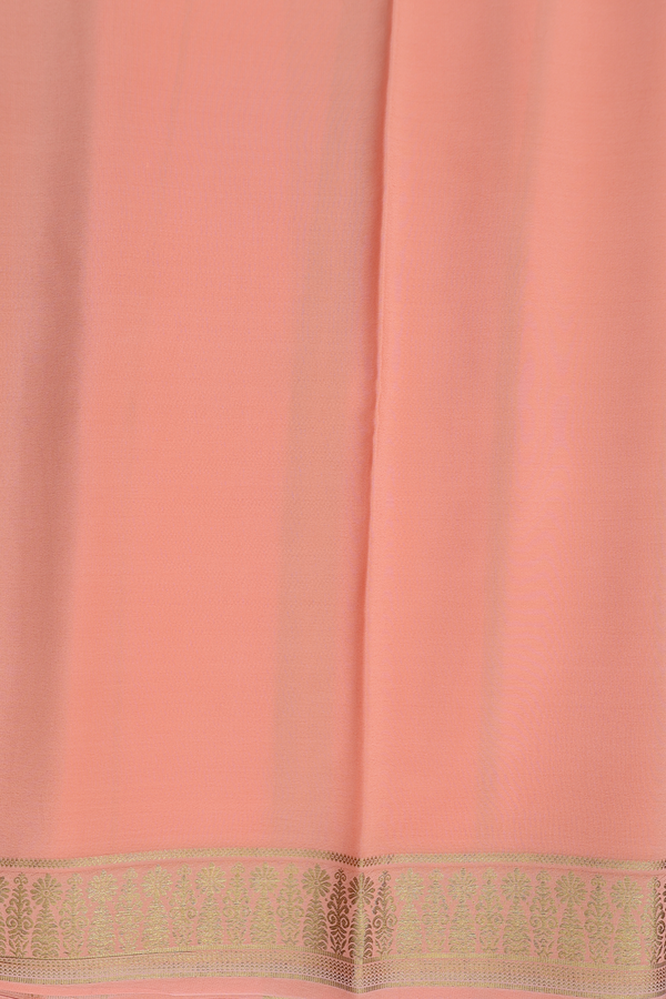 Mysore Silk Saree In Blush Orange With Zari Border