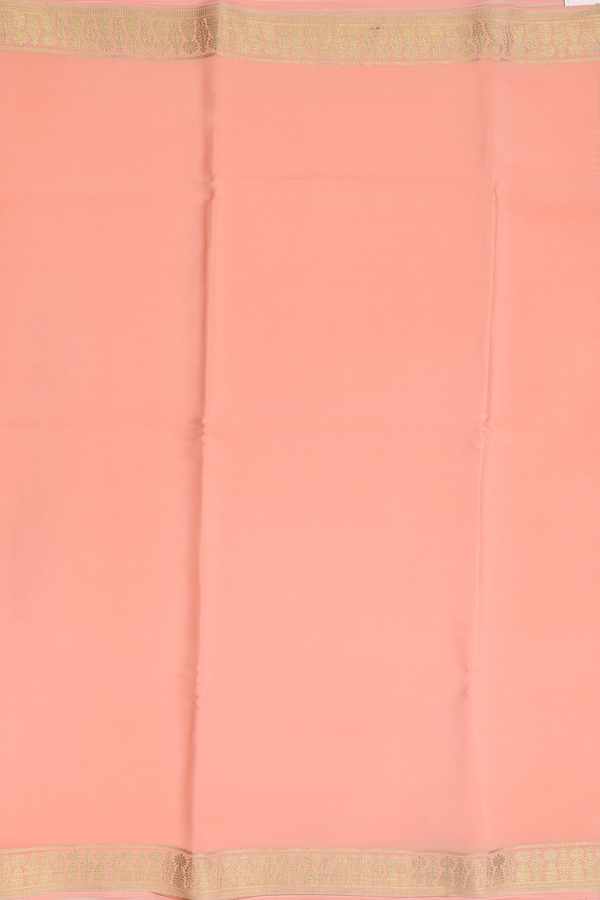 Mysore Silk Saree In Blush Orange With Zari Border