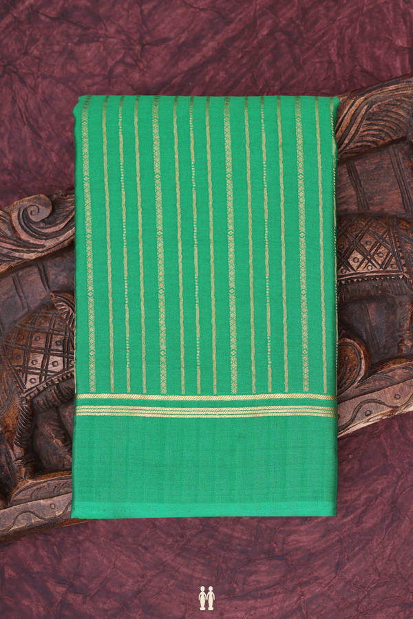 Mysore Silk Saree In Bold Green With Stripes Design