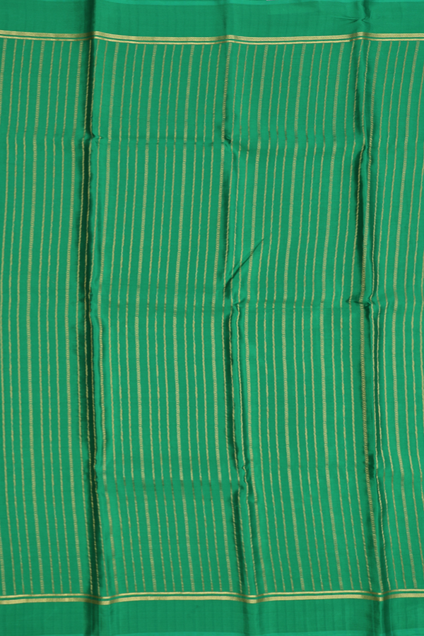Mysore Silk Saree In Bold Green With Stripes Design