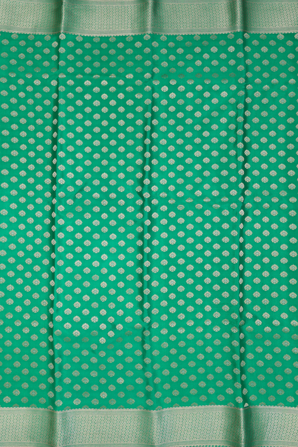 Mysore Silk Saree In Bold Green With Zari Buttas