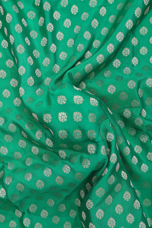 Mysore Silk Saree In Bold Green With Zari Buttas