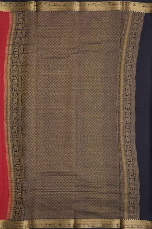 Mysore Silk Saree In Brick Red With Contrast Border