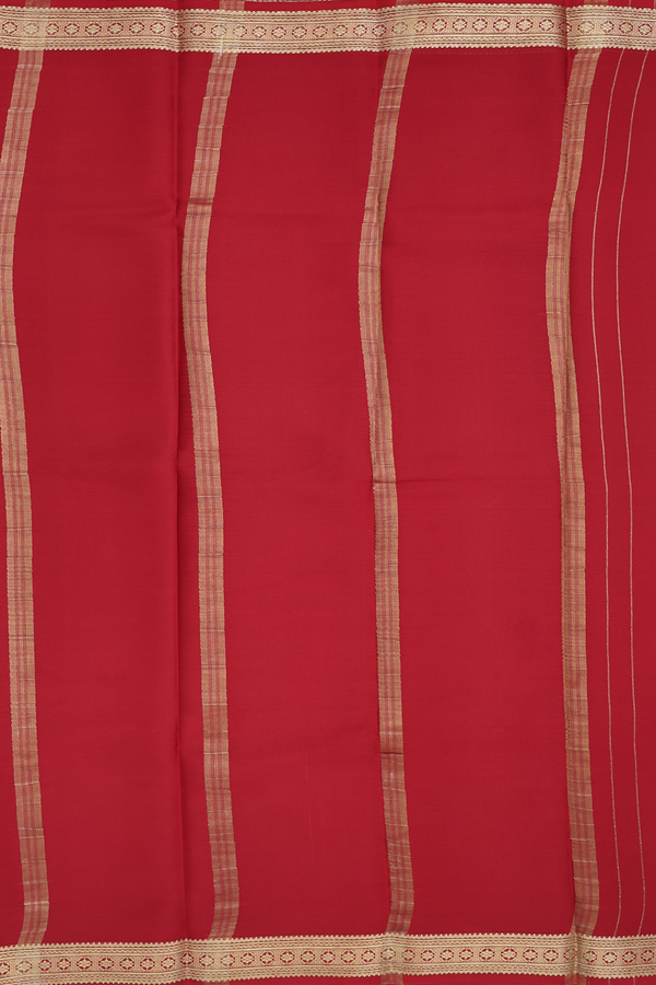 Mysore Silk Saree In Brick Yellow With Contrast Border