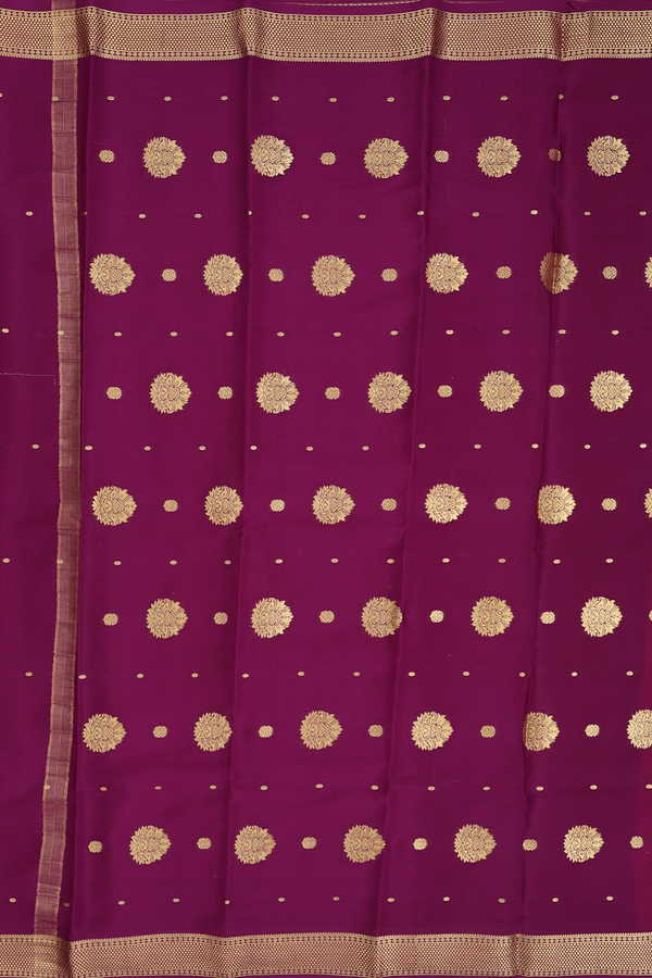 Mysore Silk Saree In Bright Orange With Zari Buttas